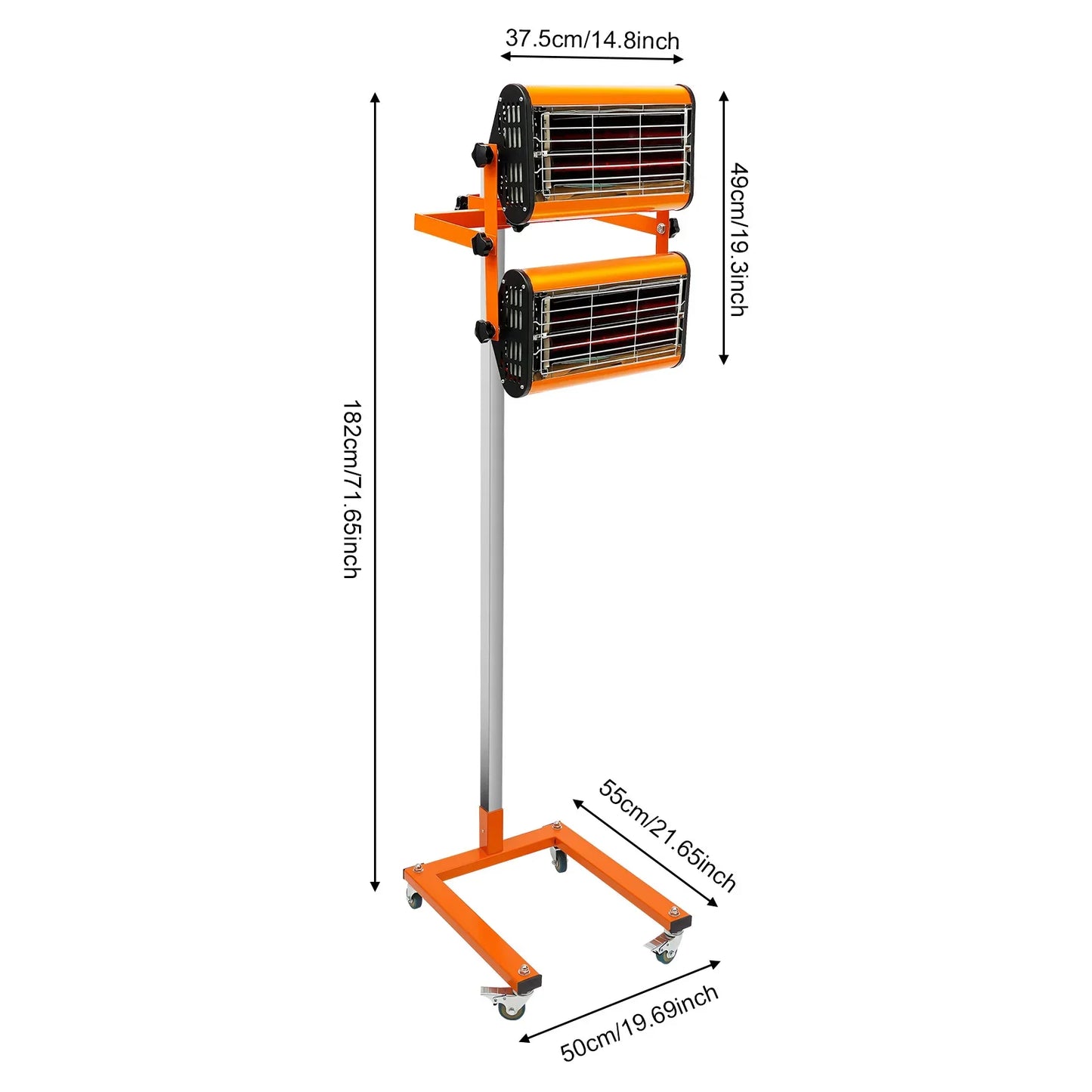 Infrarood Verfoven – Verf Droger – Lakoven – Verf Drogen – Autospuiter Oven – 2000W Warmte – 360° Draaibaar - QUORE