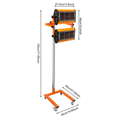 Infrarood Verfoven – Verf Droger – Lakoven – Verf Drogen – Autospuiter Oven – 2000W Warmte – 360° Draaibaar - QUORE