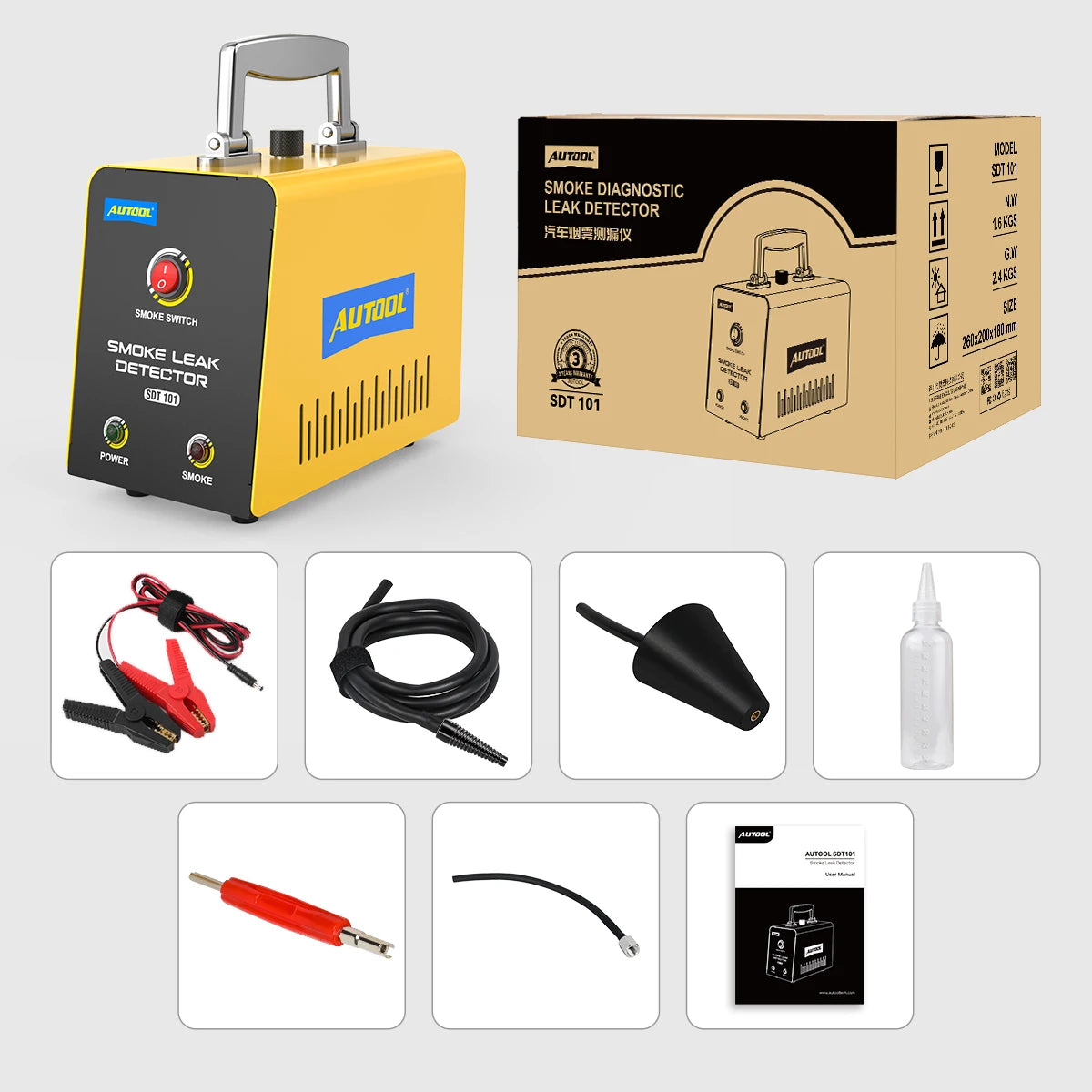 AUTOOL SDT101 Car Smoke Leak Detector Pipe Leak Locator 12V Automotive EVAP Leakage Analyzer Detector Oil Pipe Diagnostic Tool - QUORE