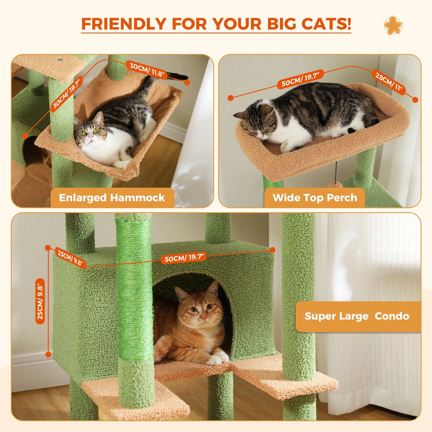 Kattenboom - voor Grote Binnenkatten – Krabpaal - Hoog Kattenmeubel - met Sisal Krabpalen - Extra Grote Hangmat - 2 Kattenhuisjes - Meerdere Verdiepingen – Arbre a Chat - 169cm - Roze