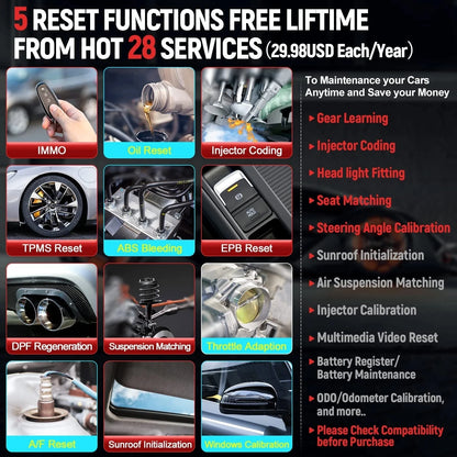 Professionele OBD2 Diagnosetool – Auto Scanner – Foutcodelezer – Diagnosescanner – Resettool – 7 Systemen – 5 Resetfuncties