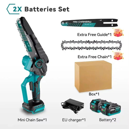 Kettingzaag - Handzaag - Snoeizaag - Takkenzaag - Tuinhoutzaag - Draadloze - 18V - 8 Inch - 40000RPM - Digitale Display - 2-batterij Papieren Doos - QUORE