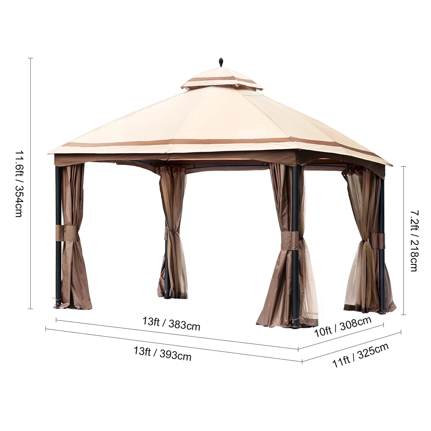 Gazebo Pop-Up Tent - Tuinpaviljoen - Kampeertent - Overkapping - Paviljoen - Opvouwbare Partytent - Tenten - Waterdichte - 10x13ft - voor Buiten