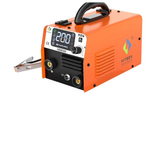 Hitbox - Lasmachine - Elektrische Lasser - 3 in 1 - MIG Halfautomatische Lasmachine - Zonder Gas Inverter MMA Boog MIG TIG Lasser Synergy - Oranje - Set 7