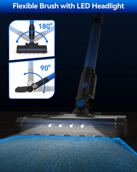 Cordless Stick Vacuum Cleaner - Stick Vacuum Cleaner - Vacuum Cleaner - Cordless Stick Vacuum Cleaner - Powerful Suction - 6-in-1 Vacuum Cleaner - 200W - Blue