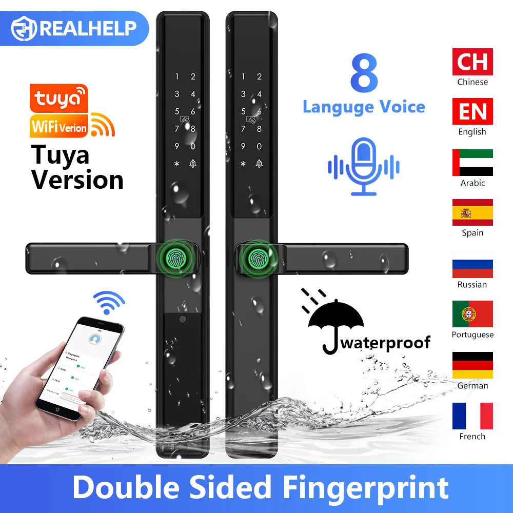 Vingerafdrukslot – Slimme Deurslot – Elektronisch Slot – Smart Lock – Deurklink Slot – Wifi Connectiviteit – IP67 Waterdicht – Aluminium Materiaal