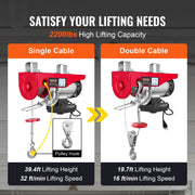 Vevor - Kabeltakel - Elektrische lier - Elektrische Takel - Hijskraan - Kabeltakel Lier - voor Boot Auto Garage Lift - Draadloos 1000kg - Rood