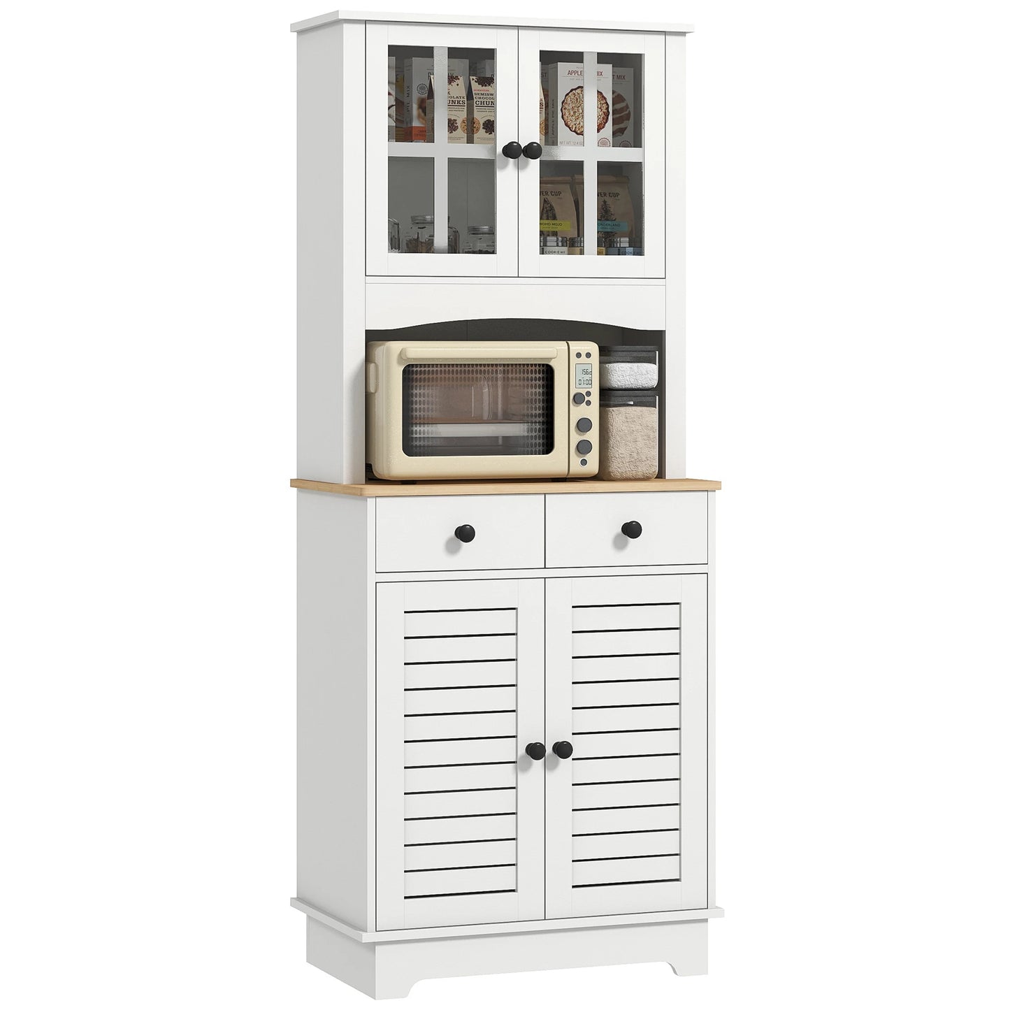 Keukenkast – Keukenmeubel – Buffetkast – Ovenkast – Magnetronkast – MDF & Spaanplaat – Verstelbare Planken – Antikantelbeveiliging - QUORE