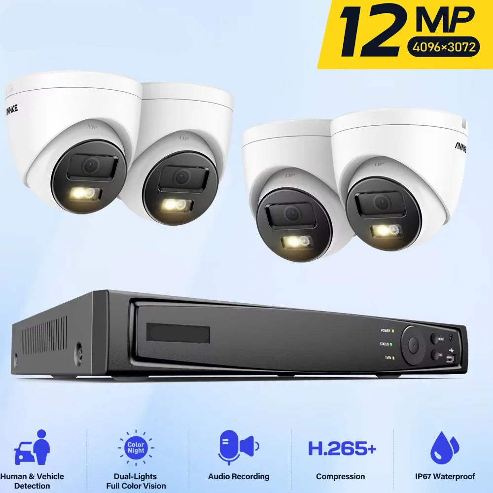 12MP Beveiligingscamera – Videobewakingsset – Surveillance Camera – Veiligheidscamera – PoE Camera – 2 Camera’s – Weerbestendig – Ingebouwde Microfoon