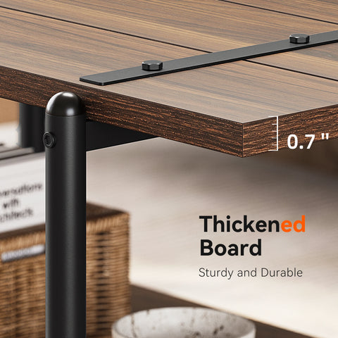 Salontafel met Opbergruimte – 2-Lagen Design – Metalen Frame – Stevig & Stijlvol – Walnut Bruin