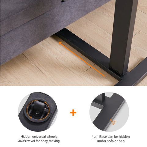 Laptoptafel - Bedtafel - Verstelbare bijzettafel - 360° rotatie - Banktafel - Houten laptoptafel - 80x40x89,5cm - Verstelbare hoogte van 66cm tot 99,5cm - Bruin