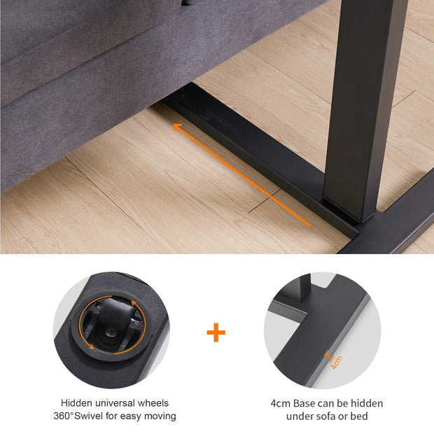 Laptoptafel - Bedtafel - Verstelbare bijzettafel - 360° rotatie - Banktafel - Houten laptoptafel - 80x40x89,5cm - Verstelbare hoogte van 66cm tot 99,5cm - Bruin