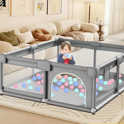Baby Box – Kinderbox – Grote Speelbox – Kruipbox – Veilige Speelruimte Voor Baby's en Peuters – Robuuste Box Voor Binnen – 120x180x66 cm – Ideaal Voor Spelen en Ontdekken – Grijs