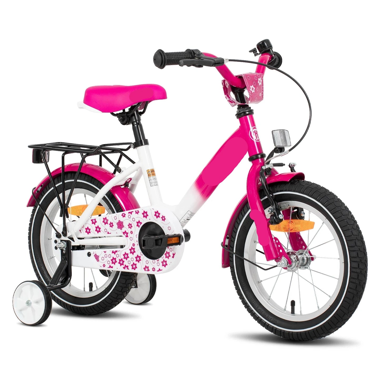 Kinderfiets - Loopfiets - Kleuterfiets - met Zijwielen - Inclusief Bel & Achterrek - Leuke Fiets - voor Meisjes en Jongens - van 2-7 Jaar - 12inch - Metaal - Roze