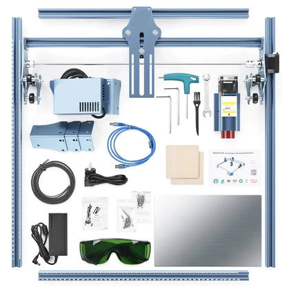 Lasergraveermachine - Graveermachine - Graveerder - Graveerapparaat - met Vaste Focus - 0.06mm Ultrafijne Gecomprimeerde Vlek - Diodelaser - 90W - Blauw