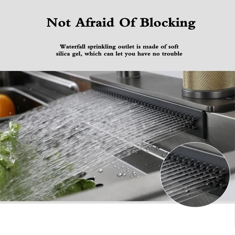 RVS Spoelbak – Keukenspoelbak – Enkelvoudige Kom – Inbouw Spoelbak – Horeca Spoelbak – Watervalkraan Met 4 Waterstanden – Diepe 21 Cm Kom