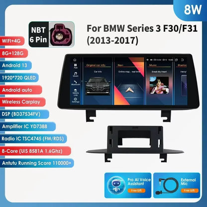 Multimedia Autoradio – 2-DIN Car Radio – Navigatie Systeem – Bluetooth Radio – Touchscreen 10,25 Inch – Android 13 – Draadloze CarPlay & Android Auto – Canbus Module – 8-Core 8GB RAM 128GB Opslag