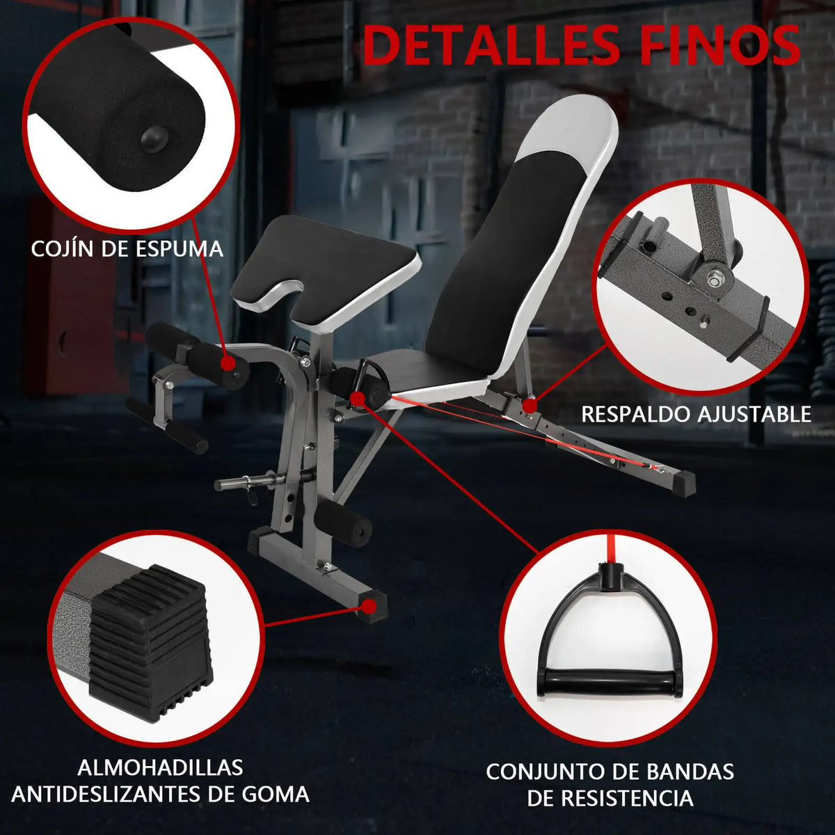 Weights Bench,Adjustable And Multifunctional , Abdominal Bench,w/ 8 Adjustable Positions & 2 Training Straps,Home Gym