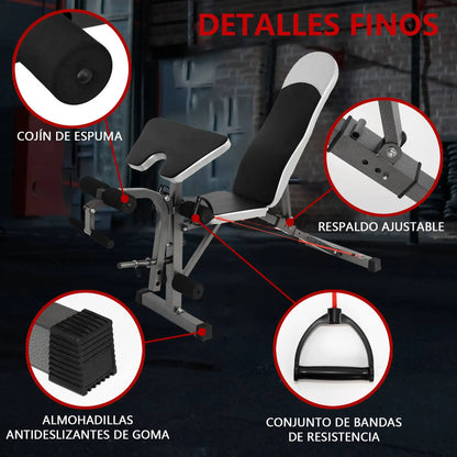 Weights Bench,Adjustable And Multifunctional , Abdominal Bench,w/ 8 Adjustable Positions & 2 Training Straps,Home Gym