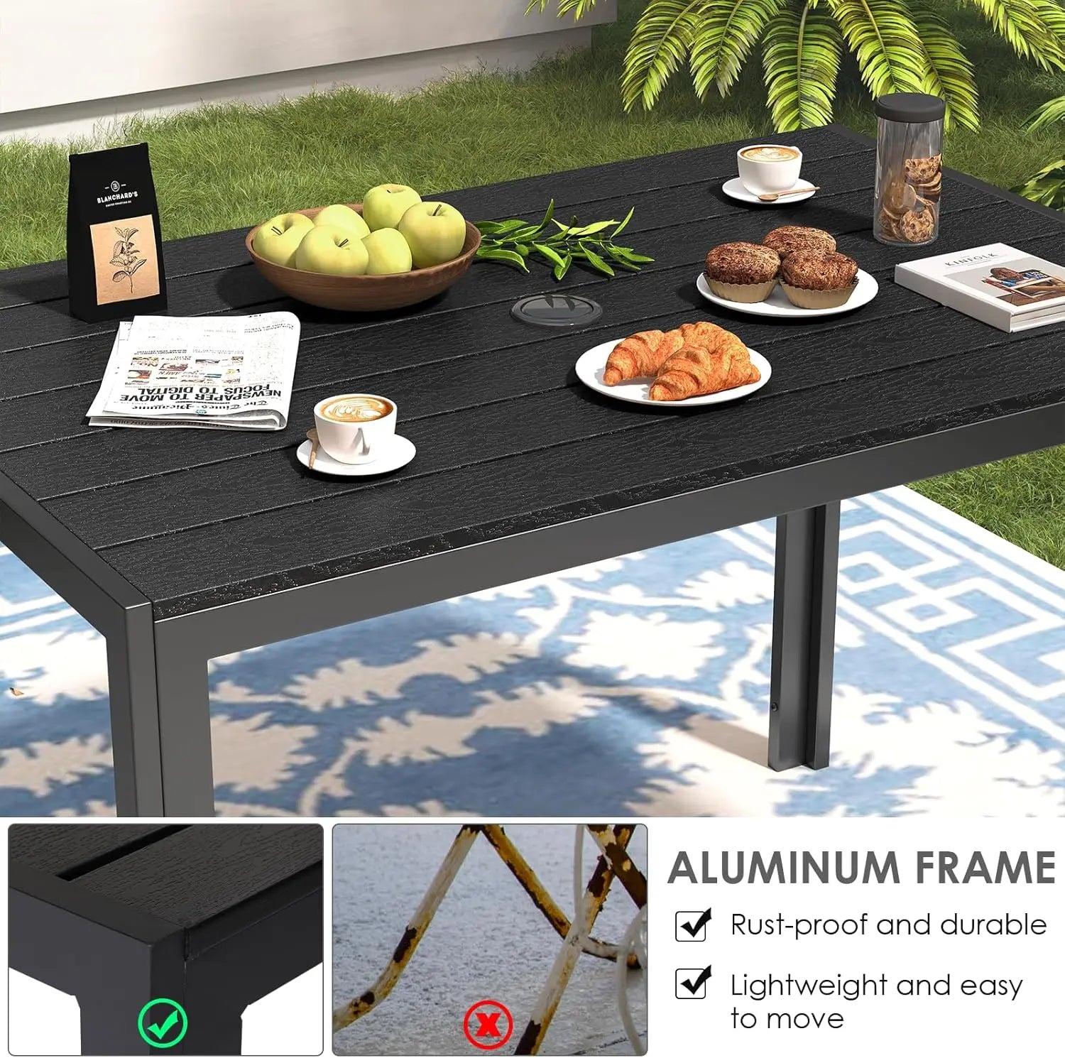 Tuintafel – Balkontafel – Buiten Tafel – Terrastafel – Aluminium Frame – Weerbestendig WPC Blad - QUORE