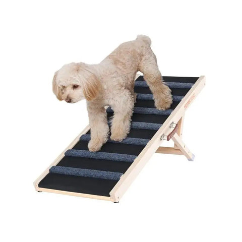 Ladder - Hondentrap - Hondenladder - Antislip - Oprijplaat -Hondenladder - Trap Hond - 39 Inch - Hoge Verstelbare Houten Oprijplaat Afneembaar - voor Kleine Oude Hond