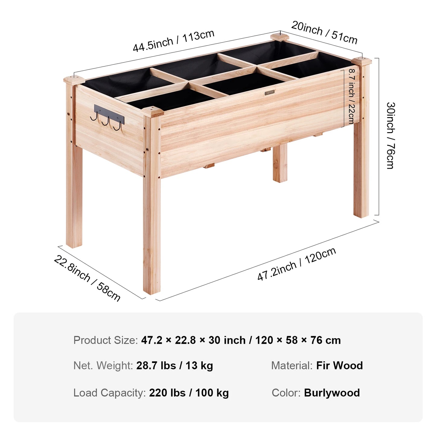 Kweekbak - Kweektafel - Propagator - Kweektafel in Poten - Verhoogde Moestuinbak - Moestuinbakken - Kweektafel - Kweektafel in Poten - Hout - w/ Gehele Kit en Drainagesysteem - voor het Planten van Bloem Groente Kruid