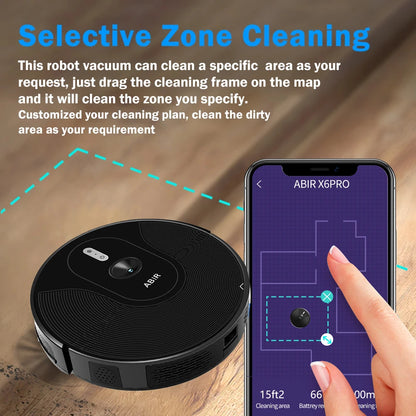 Robotstofzuiger - Dweilrobot - Dweilfunctie - 6000Pa - Slimme Navigatie - 3-in-1 - App Bediening - HEPA Filter - Auto-Opladen - Zwart