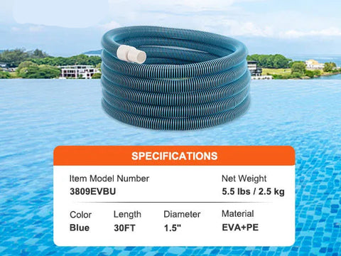 Zwembad slang - Zuigslang - Vacuumslang - 2.5 kg - Blauw - Zware Uitvoering