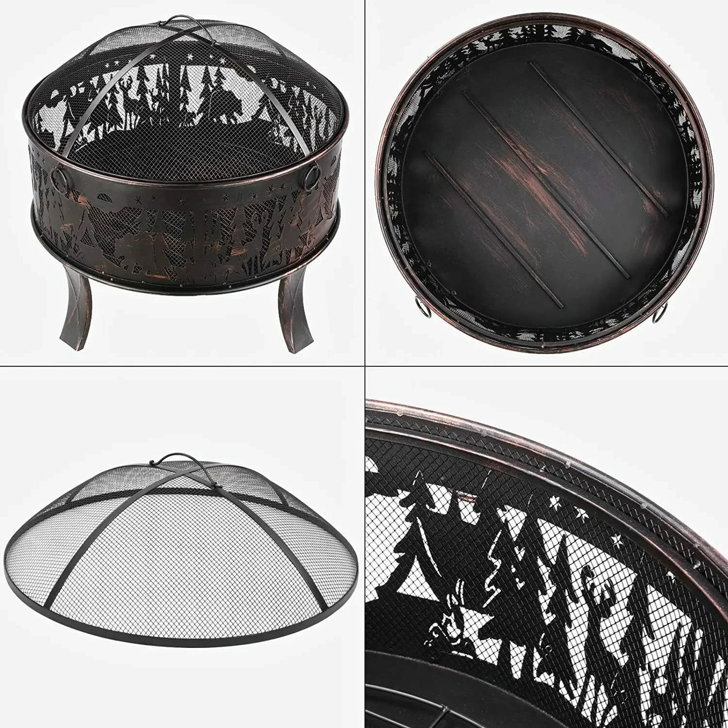 BBQ - BBQ Houtskool - Barbecue - Grill met Vuurkorf - 69x69x65 cm – 27" Buitenhaard - voor Verwarming en Barbecue – Zwart
