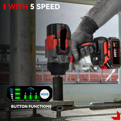 Slagmoersleutel - met Accu - Torque - Elektrische - 2800W - Slagschroevendraaier - Draadloze - 8000RPM - Borstelloze - 1/2 Inch - 18V - 2800Nm - 2 Batterij