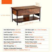 Koffietafel - Table - Coffe table - Living Room Table - Lift Top salontafel - tafel met extra opbergruimte - omklapbare salontafel voor de woonkamer - 39.4in - Bruin - 74.74lbs