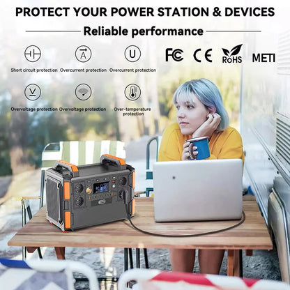 Power Station – Mobiele Stroomvoorziening – Draagbare Accu – Noodstroom – Camping Accu – 1041.6Wh LiFePO4 Batterij – 1000W AC Uitgang