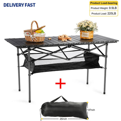 Klaptafel - Camping - Tuint - Feest - Picknick - Barbecue - Opvouwbare - Inklapbare - Draagbaar - Bureau -Lichtgewicht - Belastbaar tot 150KG - Met Netzak - Zwart