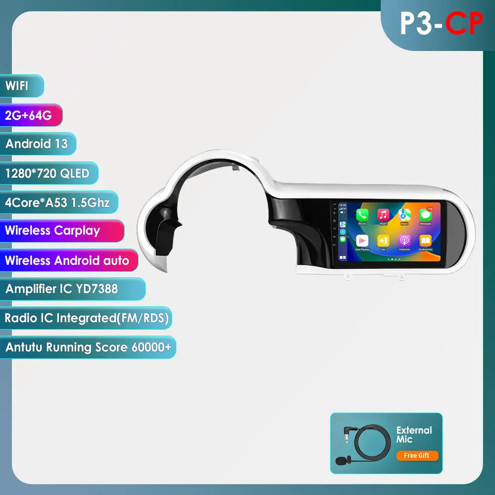 Multimedia Speler Renault Twingo III – Autoradio – Android Auto – Carplay Draadloos – 360° Panoramische Camera – 9 Inch Scherm – 4G Wifi - QUORE