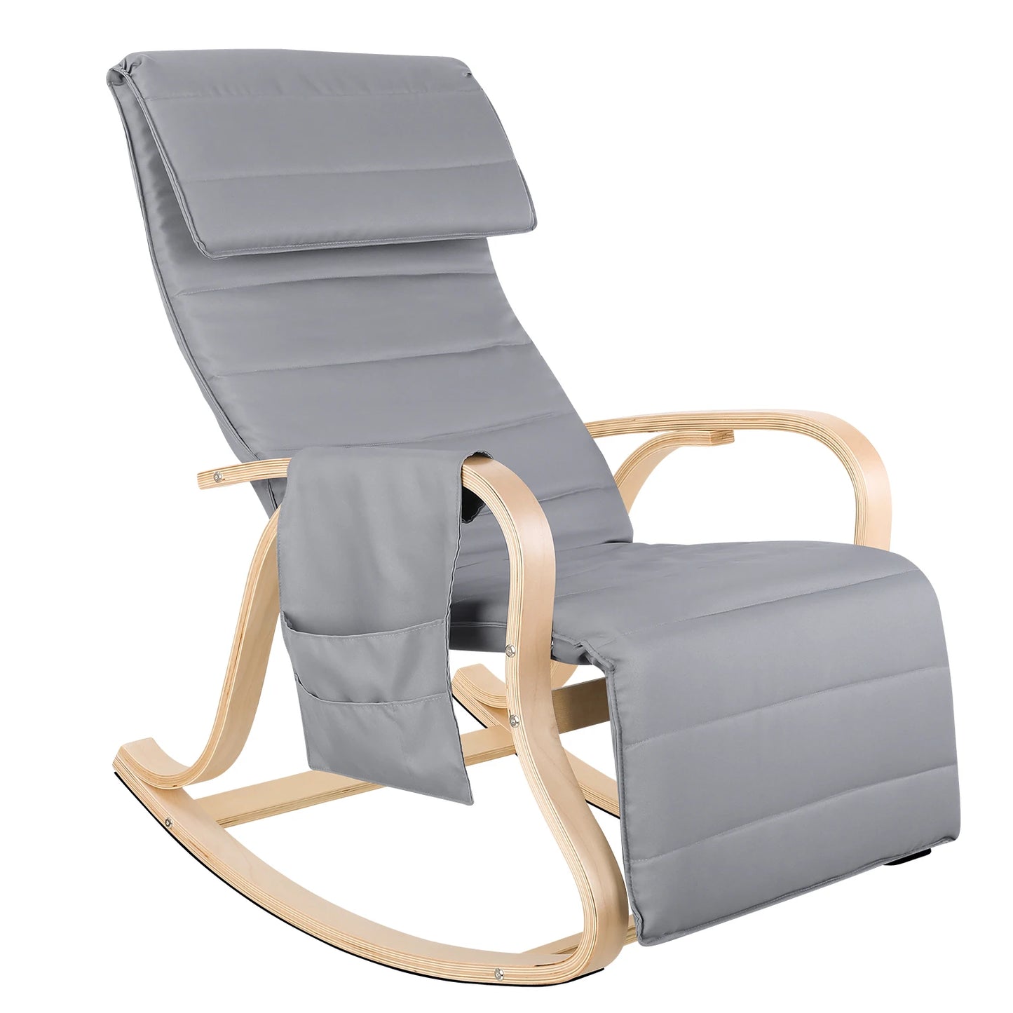 Schommelstoel - Relaxstoel - Fauteuil - Voedingsstoel - met Armleuningen en Voetensteun voor Slaapkamer en Woonkamer - Grijs