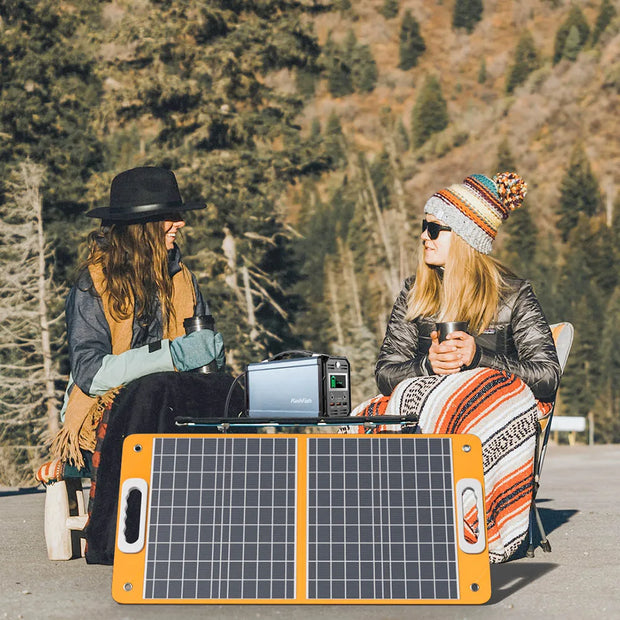 Zonnepaneel - Zonnepanelen Compleet Pakket - Zonnepaneel Opvouwbaar - Zonnepaneel Camper - 18V - 60W Opvouwbaar Zonnepaneel - Draagbare Zonnelader met DC-Uitgangen - 2 USB-Uitgangen - Oranje