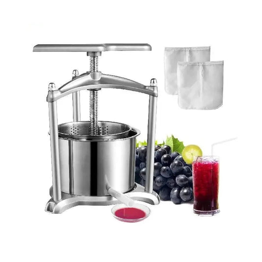 Manual Juicer - Kitchen Citrus Juicer - Manual Fruit Juicer - 6L - Orange and Grape Juicer - Stainless Steel + Aluminum - Silver