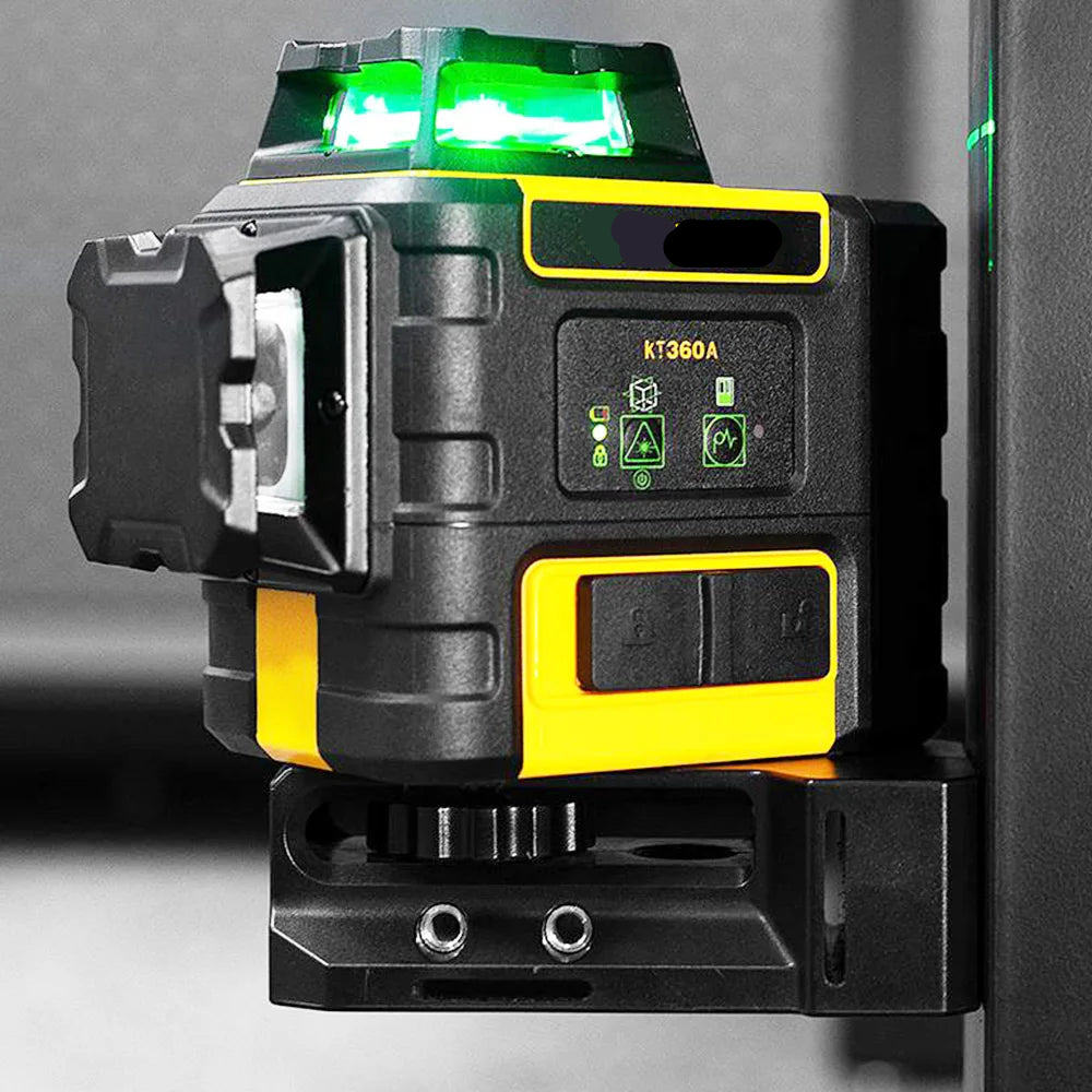 Laser - Bouwlaser -Laser Waterpas - Kruislijnlaser - Roterende Laserniveau - Groene Straal - Horizontale - Verticaal -Scanmeetinstrumenten - IP54 - 3 x 360° Laser Line - 3.7V - 7.5Ah - Geel & Zwart