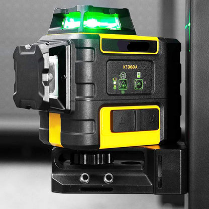 Laser - Bouwlaser -Laser Waterpas - Kruislijnlaser - Roterende Laserniveau - Groene Straal - Horizontale - Verticaal -Scanmeetinstrumenten - IP54 - 3 x 360° Laser Line - 3.7V - 7.5Ah - Geel & Zwart