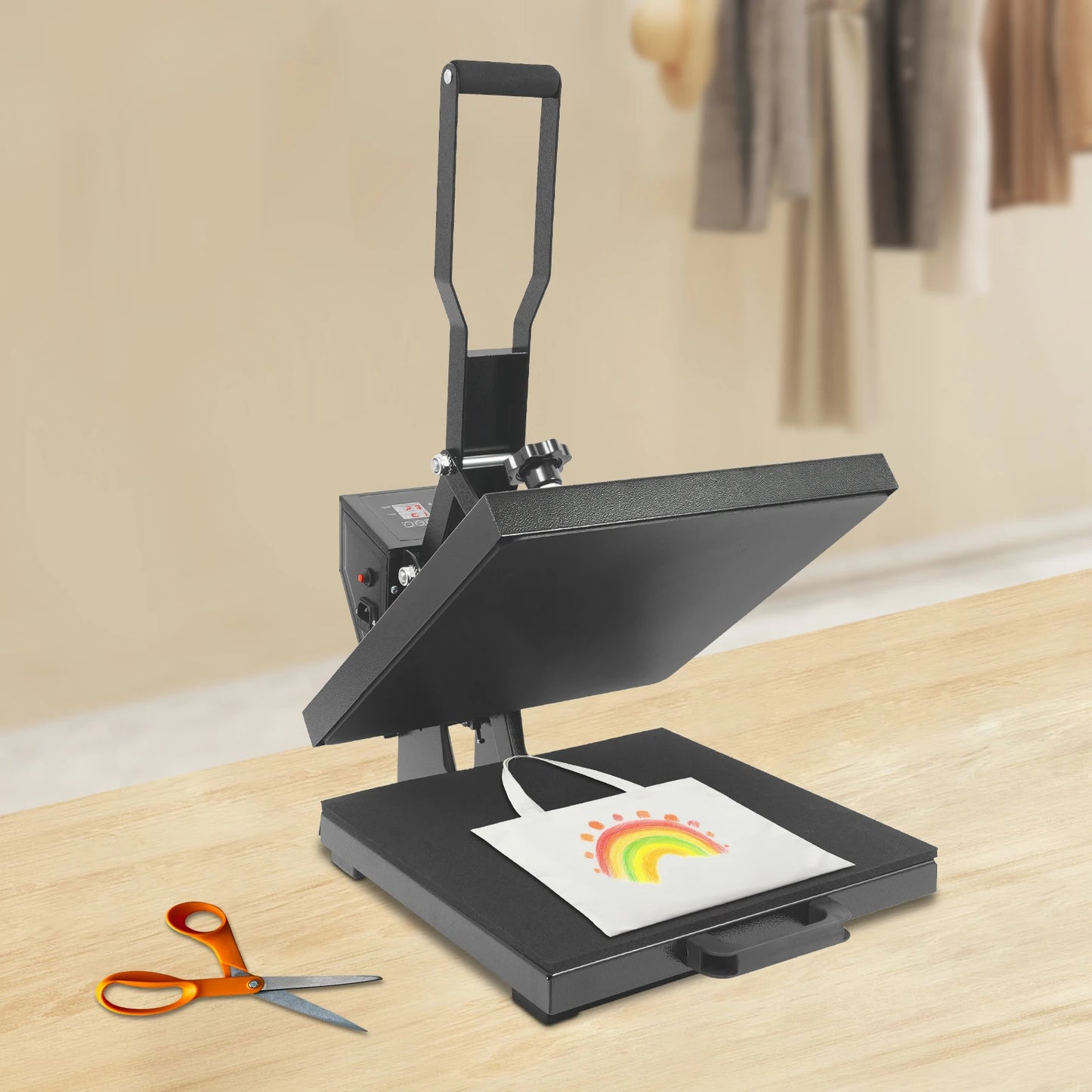 Warmtepers – Transferpers – Hittepers – T-shirtpers – 1400W Vermogen – 38x38 Cm Verwarmingsplaat