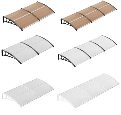 Deurluifel - Weerbestendige - Polycarbonaat Overkapping - Duurzame Materialen - Sterke ABS Beugels - Voor Deur - Raam en Balkon - 190x98.5 cm - Zwart-bruine - QUORE