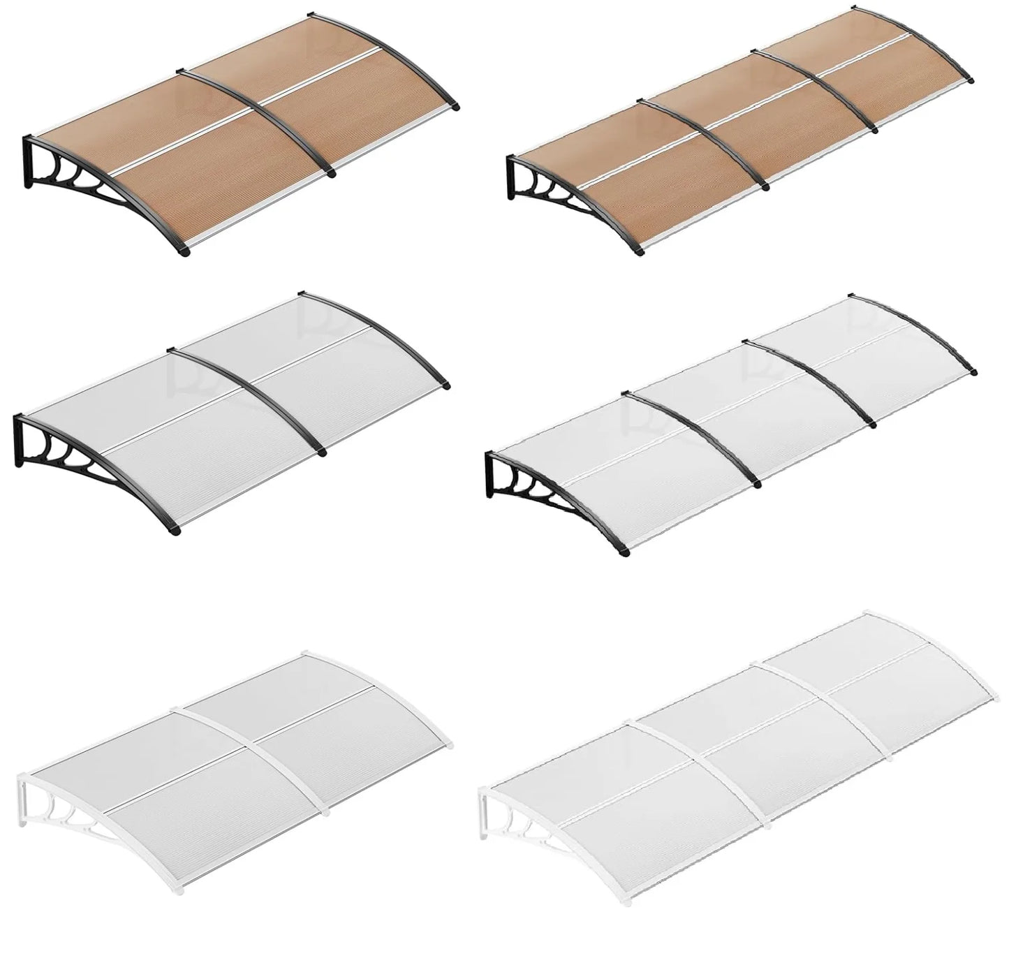 Deurluifel - Weerbestendige - Polycarbonaat Overkapping - Sterke ABS Beugels - Voor Deur - Raam - en Balkon - Efficiënte Waterafvoer - 270x98.5cm - Wit - QUORE
