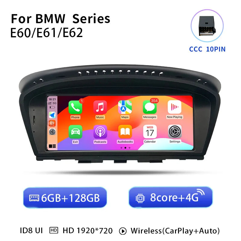 Android 14 Multimedia Systeem – Car Play Radio – Navigatie Unit – Auto Entertainment – 8-Core Processor – 8,8 Inch Scherm – 128 GB Intern Geheugen – 4G Connectiviteit – Compatibel Met BMW CCC Variant