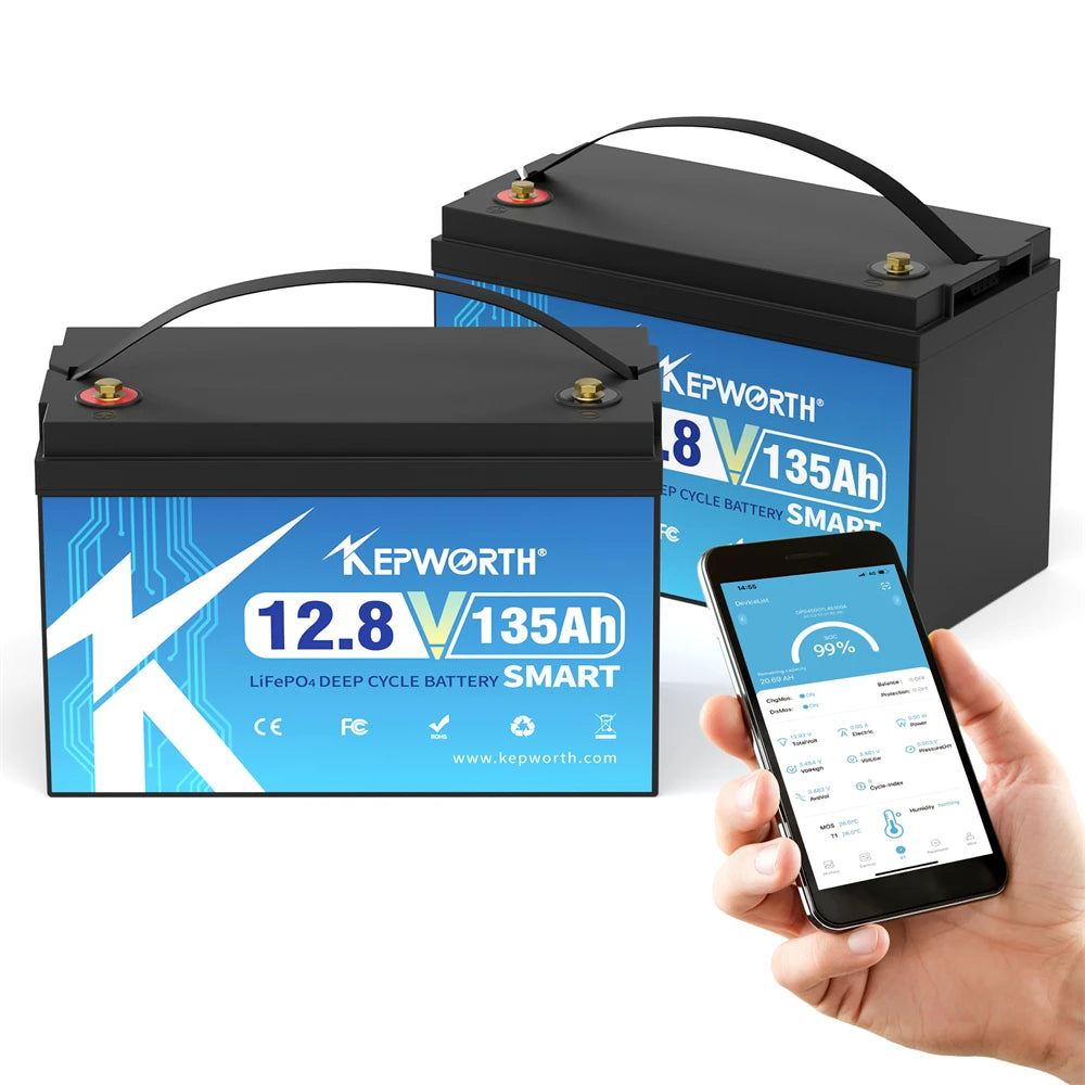 12V 135Ah Lithium Accu – LiFePO4 Batterij – Camperaccu – Bootaccu – Solar Accu – Bluetooth BMS – Lage Temperatuurbescherming – 6000 Laadcycli - QUORE