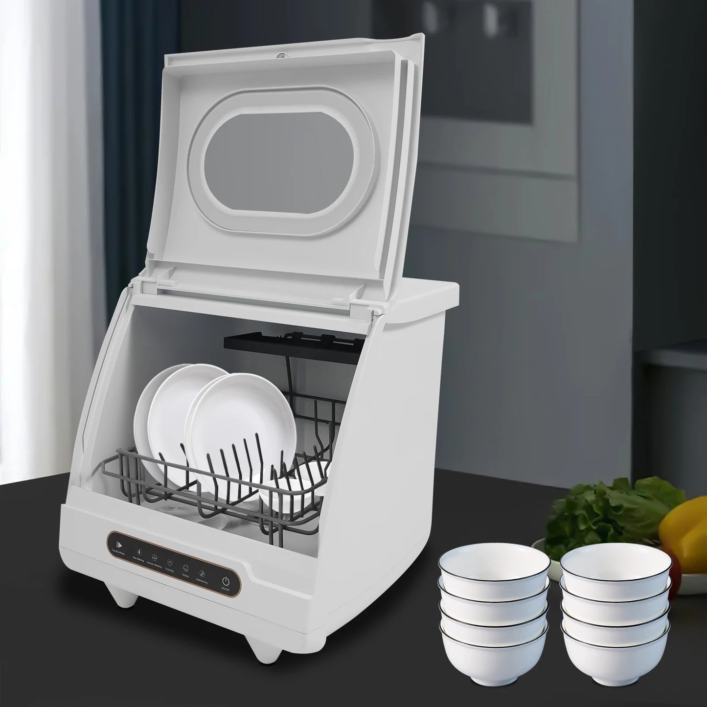 Mini Vaatwasser – Compacte Vaatwasser – Kleine Afwasmachine – Tafelmodel Vaatwasser – Desinfectie Vaatwasser – 800W Koperen Motor – Ruimtebesparend Ontwerp