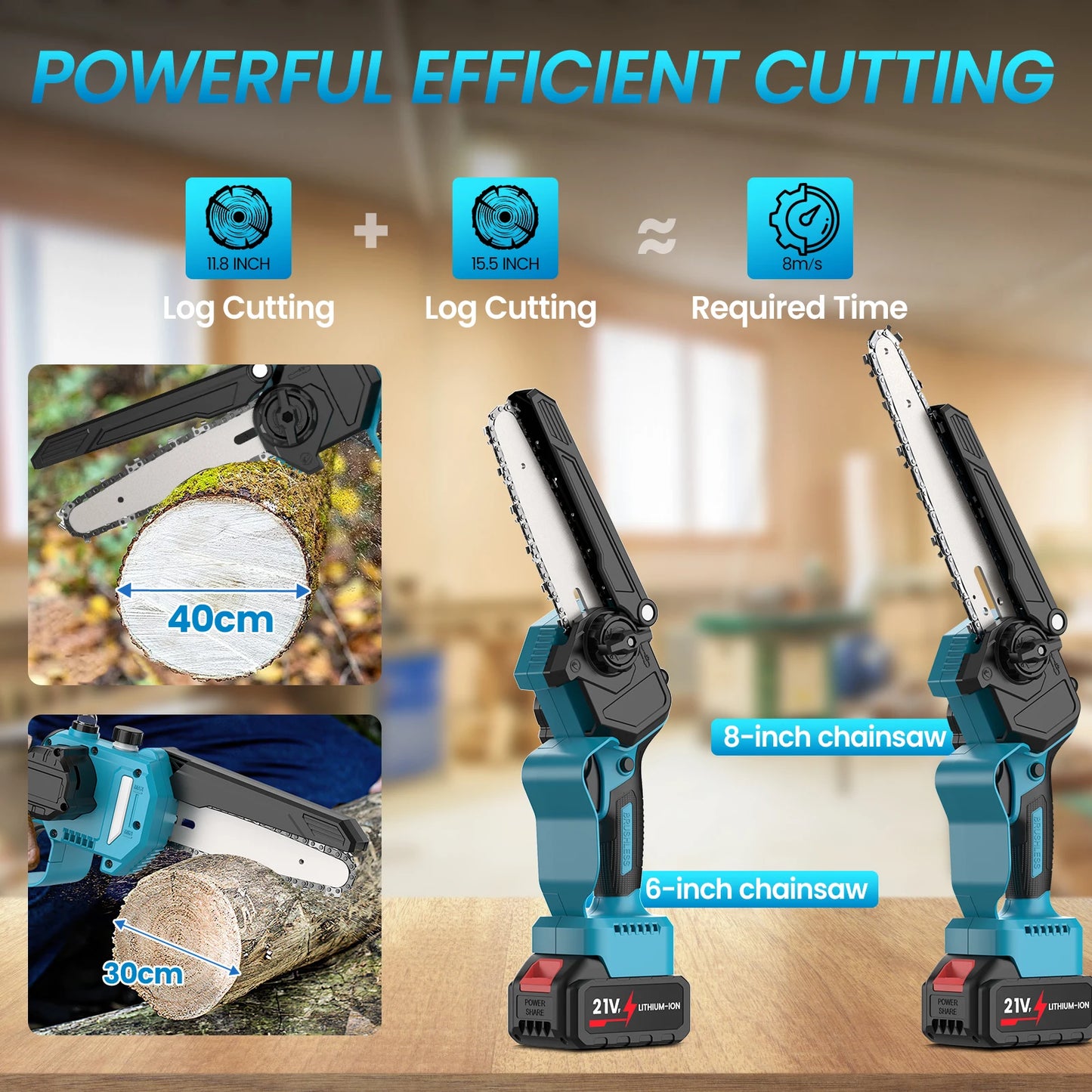 Brushless 600W Telescoping Pole Electric Chainsaw 8inch 2in1 High Branch Saw Garden Power Tool For 21V 18V Battery