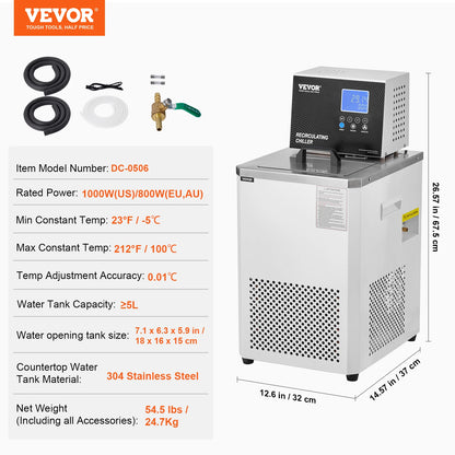 Laboratoriumkoeler – Labkoeler – Temperatuurregelaar – Circulator – Koelsysteem – 900W Vermogen – Roestvrij Stalen Reservoir