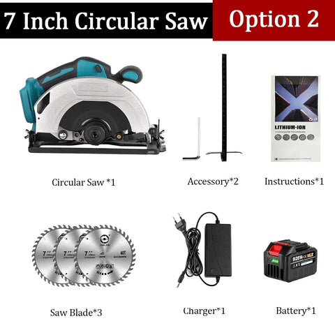 Cirkelzaagmachine - accu cirkelzaagmachine - cirkelzaag - 18V Losse body - 7Inch 180mm - met één accu