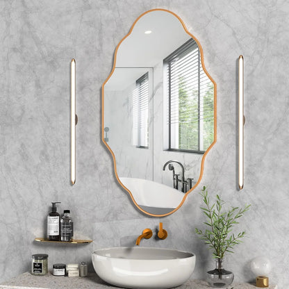 Onregelmatige Wandspiegel – Asymmetrische Spiegel – Decoratieve Spiegel – Woonkamer Spiegel – Badkamer Spiegel – Goud Metalen Frame – 116x66 cm – Roestbestendig & Hoogwaardig Zilverglas