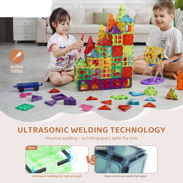Bouwstenen - Bouwsteenspeelgoed - Mega Bloks - 180PCS - Magnetische Bouwstenen - Bouwset voor Kinderen - Educatief Speelgoed - Voor Kinderen Verjaardagscadeaus